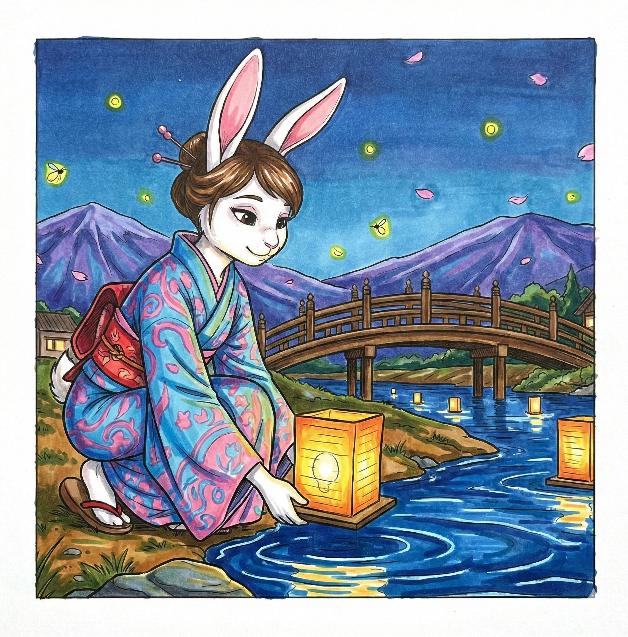 Lapin jardin zen colorié